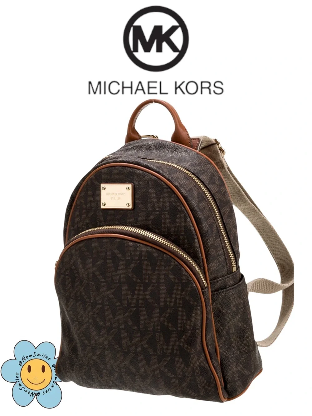 Michael Kors ~ Backpack ~ Brown/Acorn Monogram ~ Medium Backpack ~ Gold Hardware